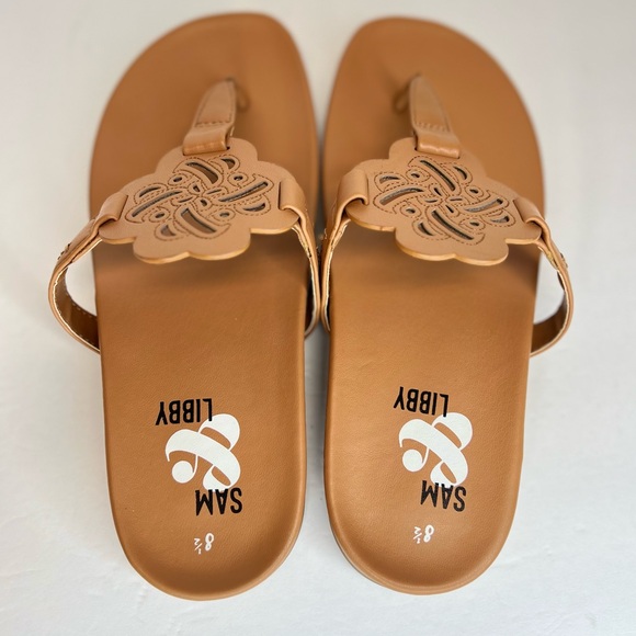 Women's SAM & LIBBY Caramel Brown Alexandra Thong Footbed Sandal Size 8.5 LN! - Picture 8 of 11
